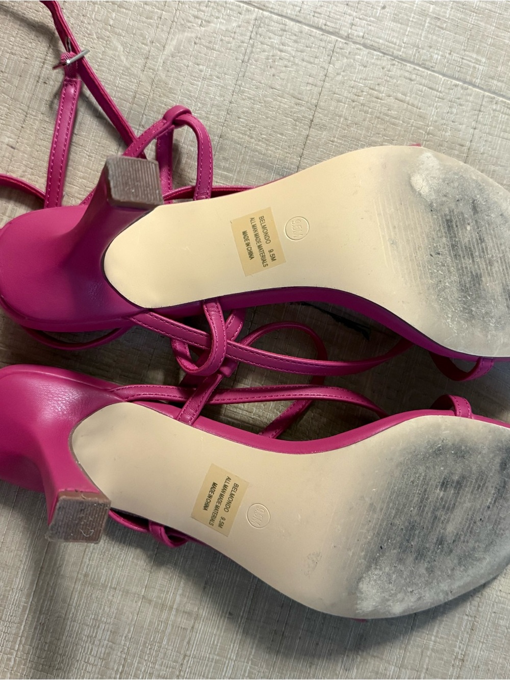 Strappy Square-Toe Heels in Fuchsia - Picture 4 of 4